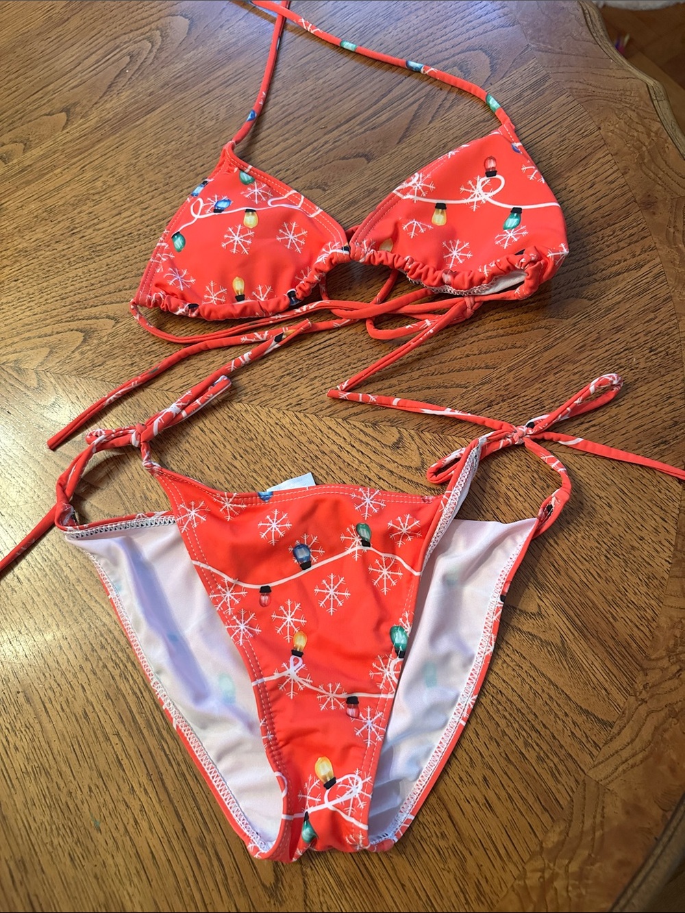 Red Holiday Lights String Bikini